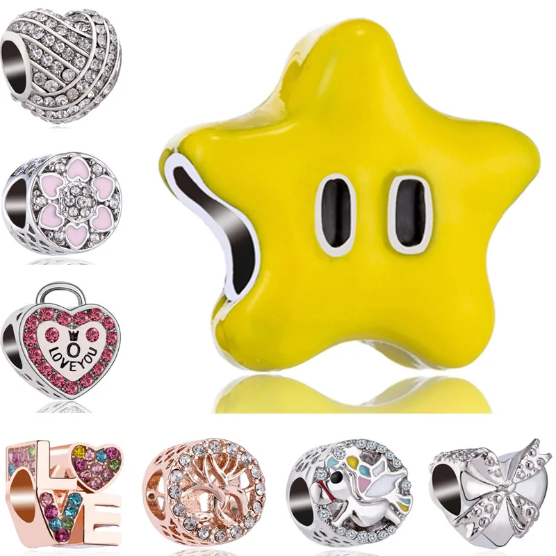 

Maxi Colorful Cute Handmade Infinity Flowers Love Hearts Stars Crystal Beads Charms Fit Pandora Bangles for Women Making Jewelry