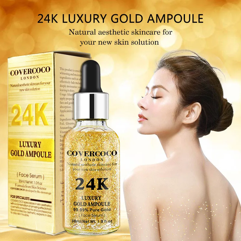 

1Set=30ml 24K Gold Brightening Essence Liquid Moisturizing Skin Improve Skin Improve Dull Skin Beautifully Soft Shrink Pores