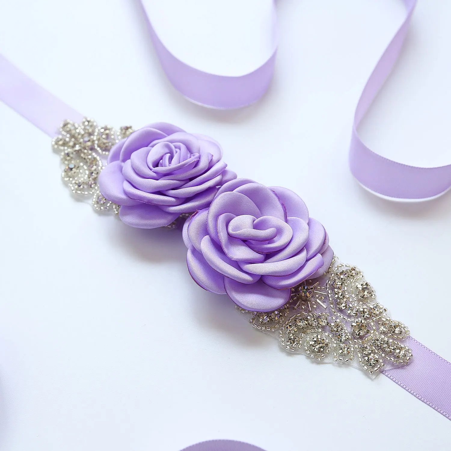 Lilac Цвета: розовый, белый цветочные повязки для Для женщин с цветочным мотивом для девочек; Стиль свадебное платье для выпускного вечера аксессуары лента для подружки невесты с цветочным рисунком, с поясом, D09 - Цвет: Lilac