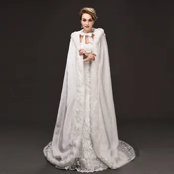 

Long White/Off White Wedding Jacket Bolero Wedding Dresses Out Wear Wraps Faux Fur Bridals jacket