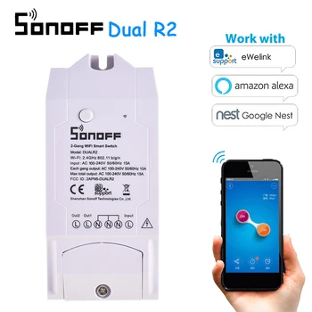 

Sonoff Dual R2 2 Gang WiFi Wireless Smart Switch Smart Home Wifi Remote Controller For Google Home Alexa Smart Home Automation