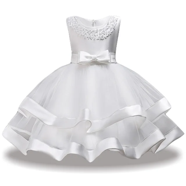 Летняя одежда для маленьких девочек Детские платья для девочек, праздничное платье Элегантная детская одежда платье принцессы на свадьбу для детей 3, 6, 7, 10 лет - Цвет: White