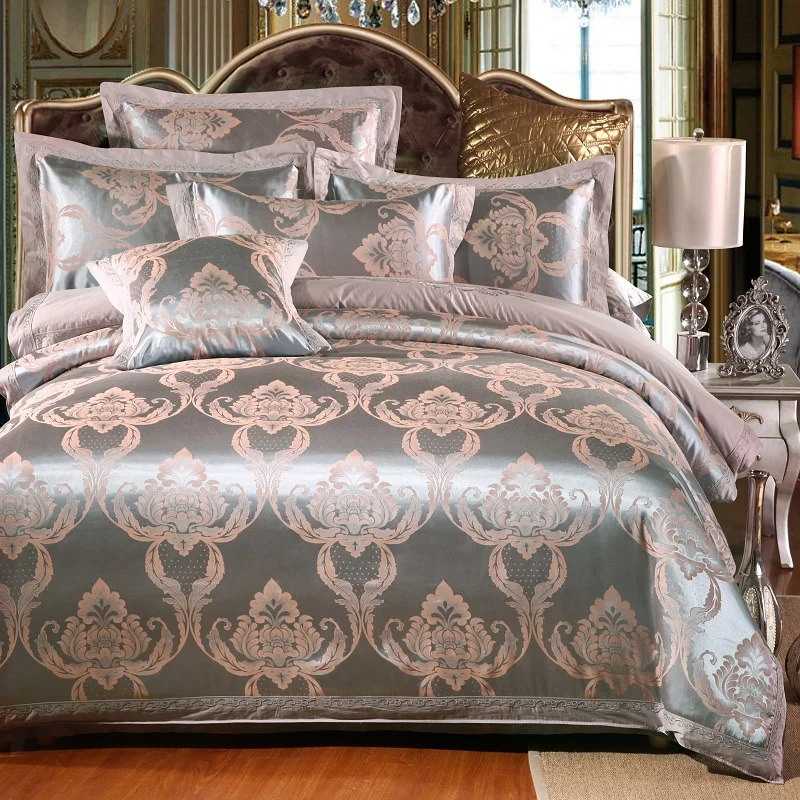 Hot Sale Wedding 4 Pcs Jacquard Luxury Bedding Sets Queen King