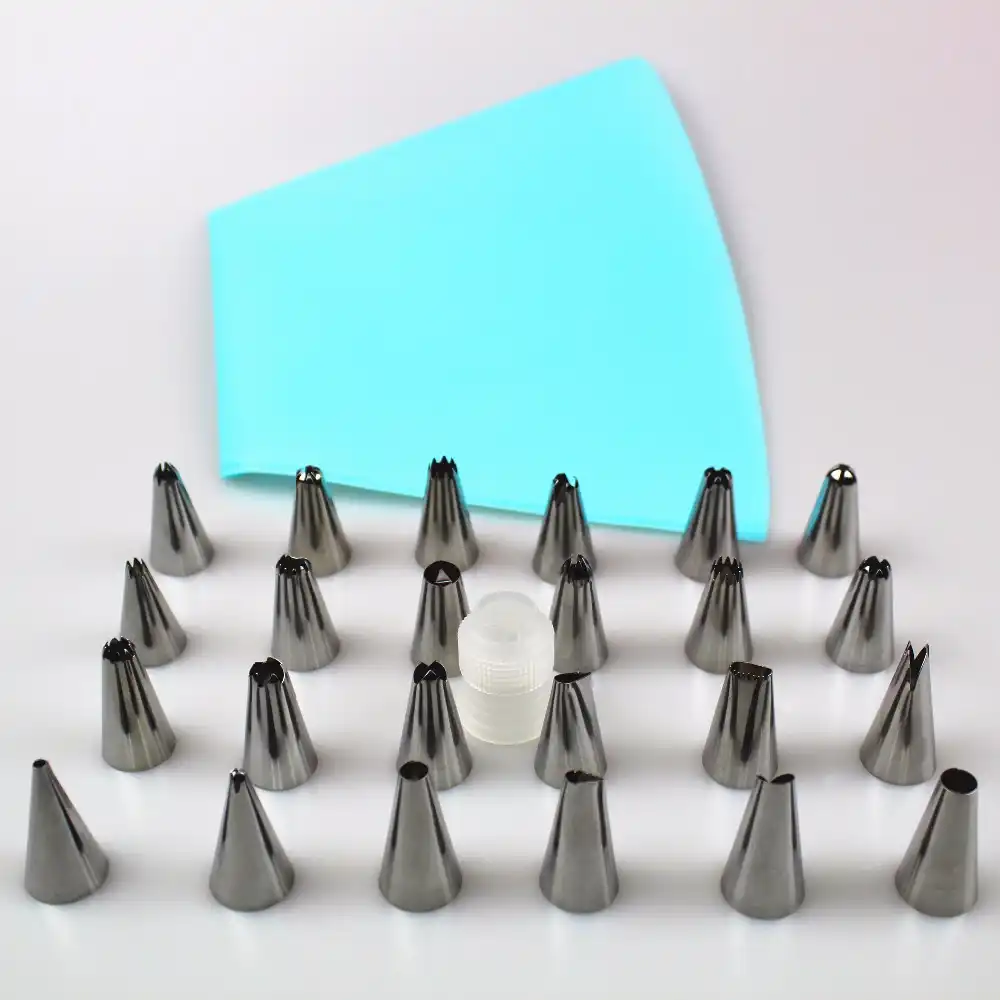 26 Pcs Set Pink Silicone Kitchen Accessories Icing Piping Cream Pastry Bag 24 Stainless Steel Nozzle Set Diy Cake Decorating T Aliexpress
