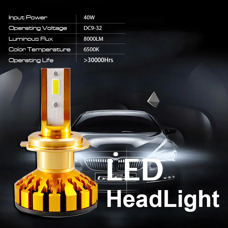 F6C супер яркий Cветодиодные лампы для авто фары led лампа ходовые огни лед диодные лампы для авто фар автомобиля лампы Добролюбов чип 6500 К 80 Вт 8000LM H1 H3 H4 H7 H11 9005 9006 высокое качество фары Foglight 2 шт