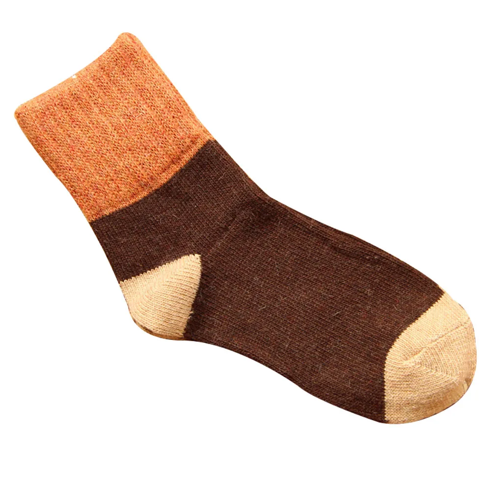 Разноцветные женские носки; Модные Повседневные вязаные носки из кроличьей шерсти для девочек; теплые зимние женские шерстяные носки; 1 пар/лот - Цвет: OR