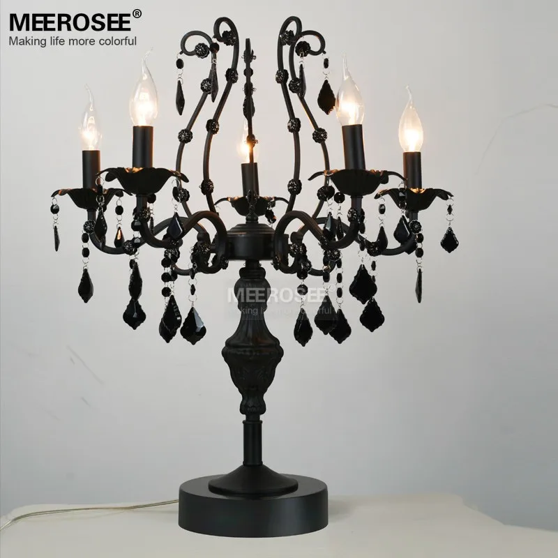 Vintage 5 Lights Crystal Table Lamp, Table Desk Light Fixture Cristal Lustre de cristal Candelabra Table Lamp Centerpiece