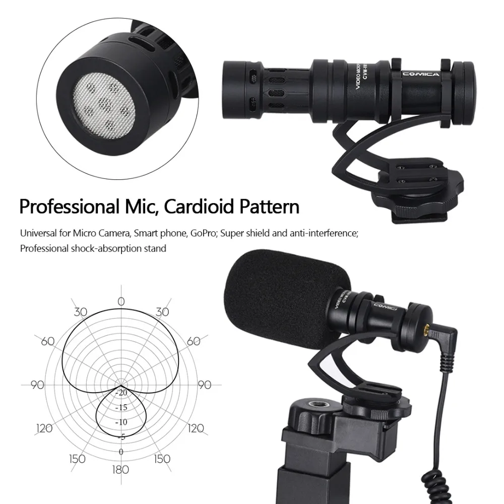 COMICA CVM-VM10 видео комплект w конденсаторный микрофон светодиодный свет шок-зажимной штатив видео съёмка шестерни для iPhone samsung Xiaomi huawei