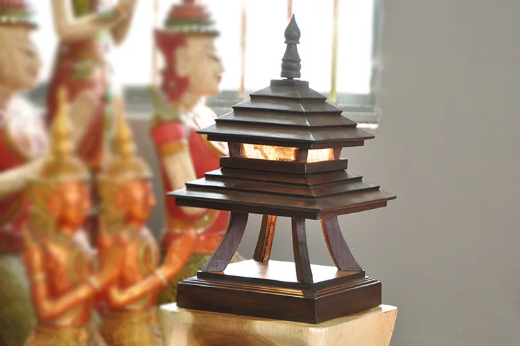 Таиланд стиль Ретро настольные лампы для спальни Китайская классическая лампа Деревянный светильник для гостиной