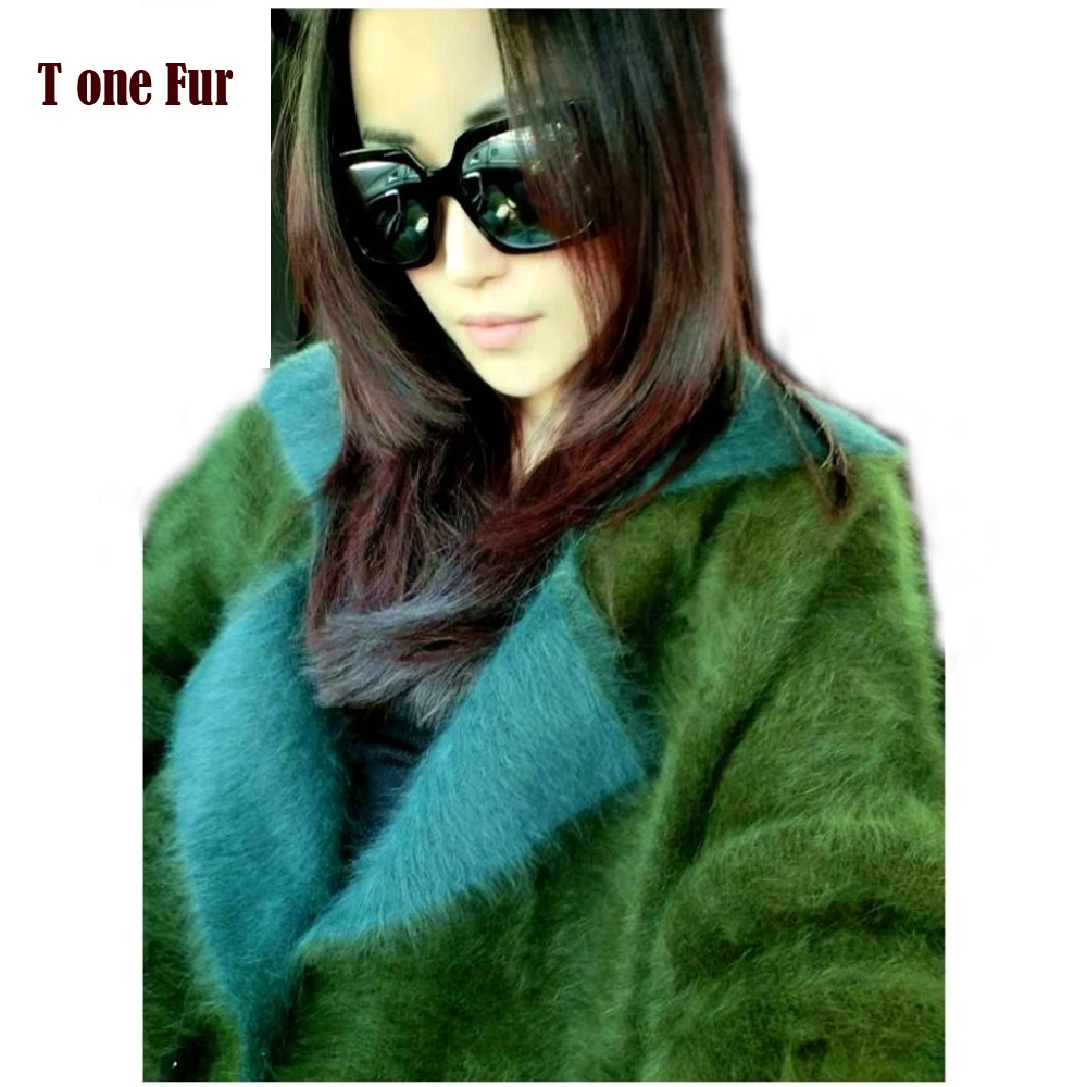 2016 New Knitted Real Mink Cashmere sweater double layer cashmere velvet trench Coat Winter long mink cashmere Jacket KTP191