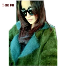 2016 New Knitted Real Mink Cashmere sweater double layer cashmere velvet trench Coat Winter long mink cashmere Jacket KTP191