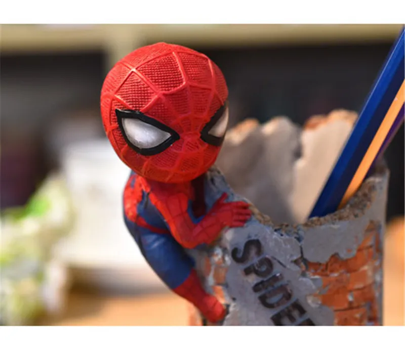 Человек-паук ручка карандашный горшок держатель бурильщик ручки контейнера настольная щетка для органайзера хранения Украшение стола Childern подарок