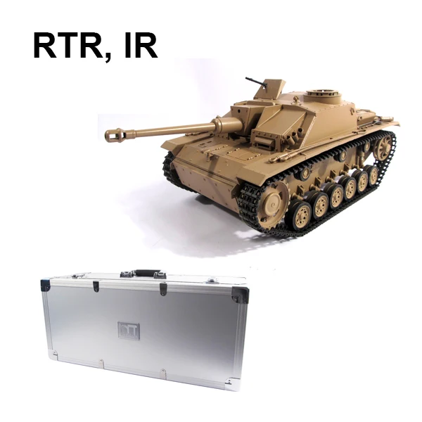 MATO Танк 1/16 в комплекте Немецкий Stug III RC металлический Радиоуправляемый танк с инфракрасной отдачей ствол версия 1226 - Цвет: RTR IR Desert Yellow