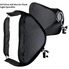Lightdow 60×60 cm 24 “Дюймовый Портативный Горячий Башмак Софтбокс Kit Softbox С L-образный Кронштейн для вспышка Света Вспышки Speedlite Фотостудия