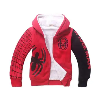 

Baby Boys Spiderman Fleece Hoodies/Kids Winter Warm Cartoon Outerwear Clothing/Children Spider-man Thicken Sweatshirts Coat