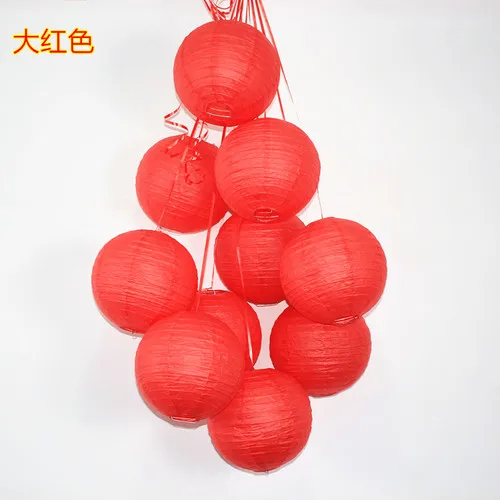 Red style10pcs 10 шт./компл. 4-6-8-10-12-14-16 дюймов дешевые фиолетовый Бумага фонари висит фонарики Китайский желающих Бумага лампа Свадебные украшения DIY - Цвет: Red style10pcs
