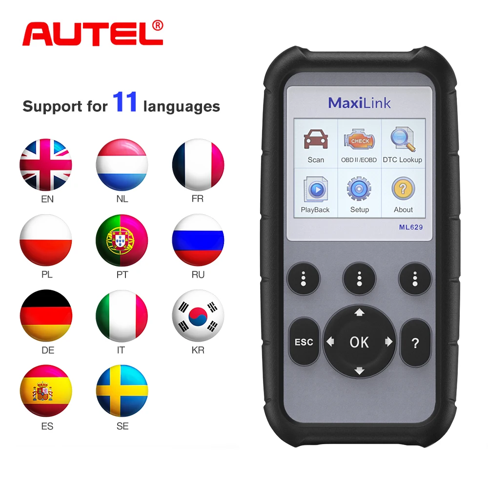 Autel ML629 Maxi Link Code Reader Auto Diagnostic Tool OBD2 Scanner ABS Airbag Code Reader Upgrade Autel ML619 AL619 Autel ML629 Maxi Link Code Reader Auto Diagnostic Tool OBD2 Scanner ABS Airbag Code Reader Upgrade Autel ML619 AL619