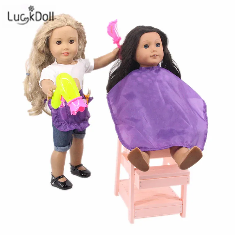 LUCKDOLL маленькой девочки, школьная униформа, гребень+ зеркало, 2 флаконы для духов, 2 щипцы для завивки волос, расческа, ракетка для игры в бадминтон, для 18 дюймов американская кукла