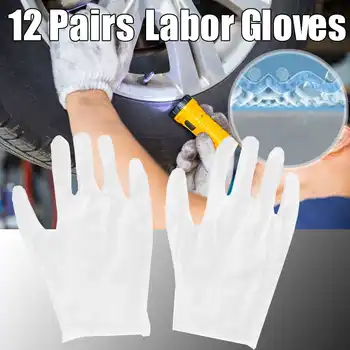 

12 Pair Full Finger Gloves Cotton White Gloves Free Size Men Women Waiters Jewelry DIY Workers Non-slip Gloves Hands Protector