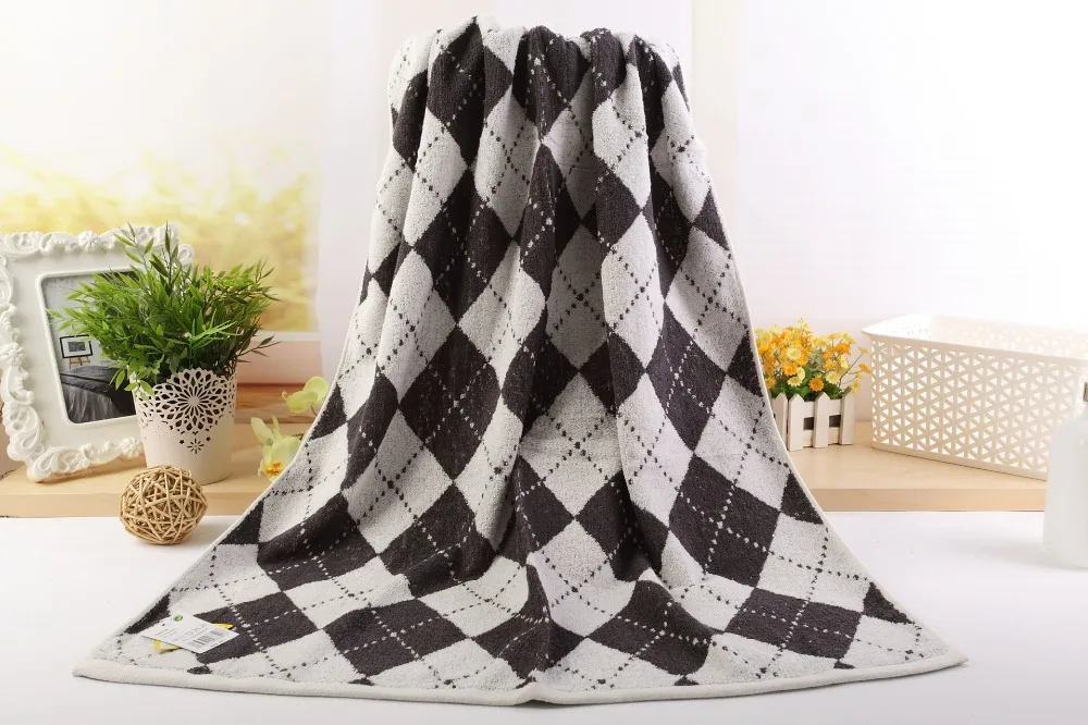 

2pcs/set Soft Plaid Cotton Bath Towels For Adults Absorbent Travel Luxury Hand Bath Beach Face Men Basic Towel Set Bathroom