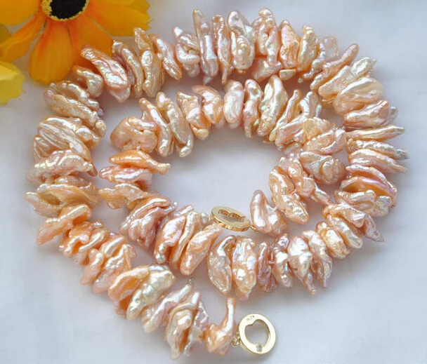 

Miss charm Jew.572 BEAUTIFUL DENS pink BIWA FRESHWATER PEARL NECKLACE 17inch