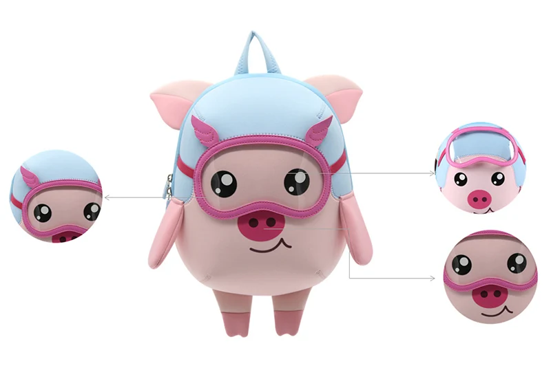 NOHOO школьная сумка 3D мультфильм водонепроницаемый детский рюкзак пилот свинья детский сад школьная сумка высокого качества для девочек от 2 до 6 лет