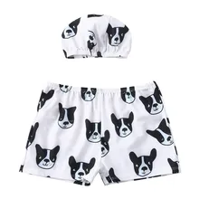 Детская одежда летние шорты для мальчиков, купальник для маленького мальчика с принтом собаки, детский пляжный купальник, шорты+ шляпа, комплект# BL5