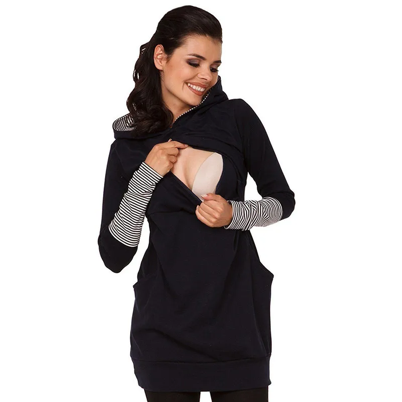 BAHEMAMI 2018 Warm Cotton Women's Maternity Hoodies Nursing Clothing Breastfeeding Hoodies For Pregnant Women Outwear Clothes