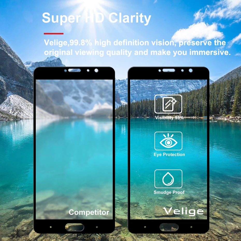 2 Pack Velige Tempered Glass Screen Protector For Xiaomi Redmi Pro RedmiPro Real 2.5D Full Cover 9H Toughened Glass Flim (6)