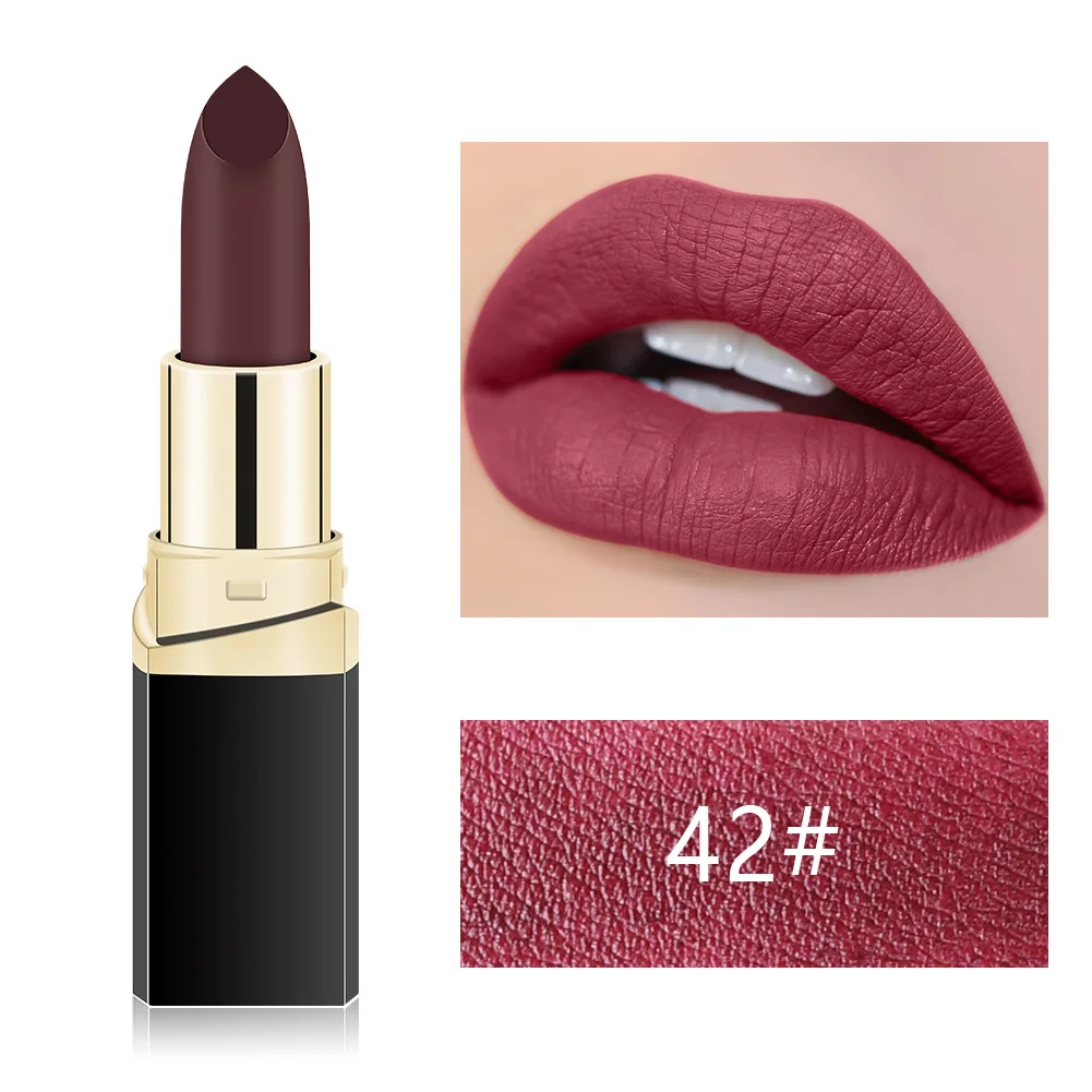 MISS ROSE Lipstick Matte Waterproof Make Up Long Lasting Lip Stick 42 Colors Easy To Wear Lipstick Lips Makeup Mate Lipstick