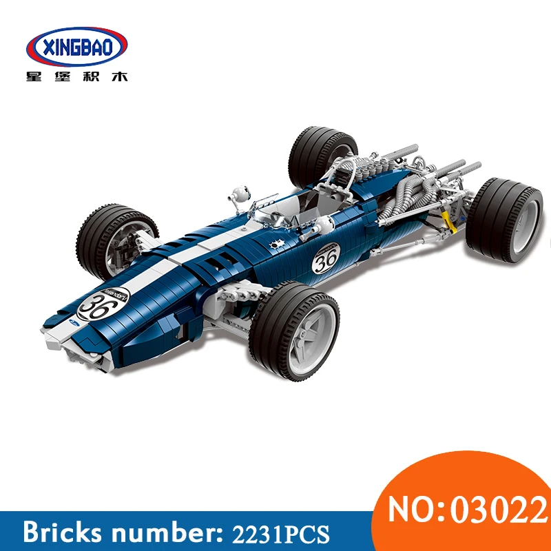 

XINGBAO 03022 Genuine 1758PCS The Blue Racing Car Set Building Blocks Bricks Educational Funny Toys For Children New Year Gifts