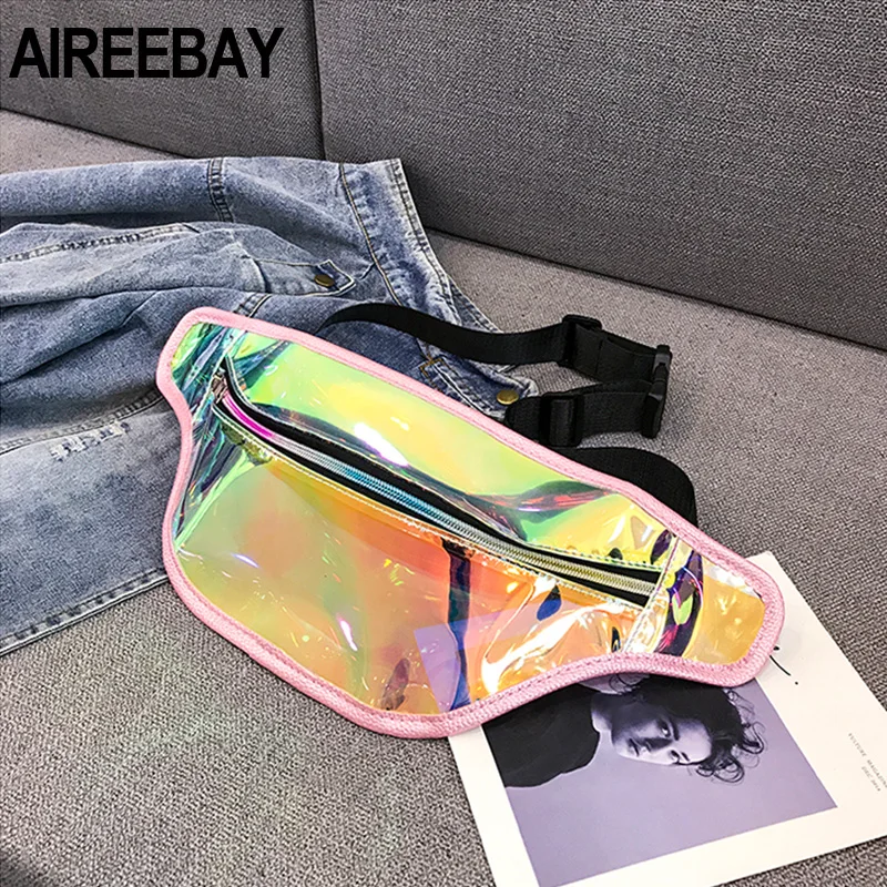 AIREEBAY прозрачная поясная сумка женская голограммные нагрудные сумки большие