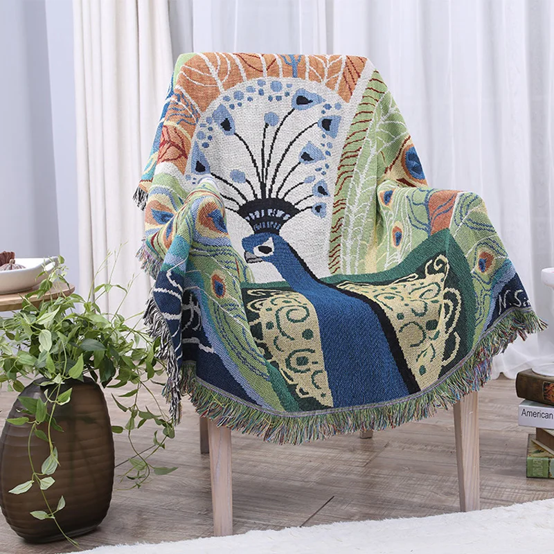 

Practical Colorful Cotton Blanket Super Soft Sofa Decorative Slipcover Throws On Sofa/Bed/Plane Travel Blankets YHE008