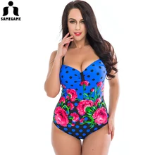 Новинка, Цельный купальник, Женский Ретро винтажный купальный костюм, большие размеры, одежда для плавания, Пляжная мягкая одежда с принтом, цветная одежда для плавания в горошек, 5XL