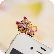 50 шт./лот Корея полный алмазов ювелирные изделия сонный маленький кот Пылезащитная заглушка для телефона для Iphone и всех 3,5 мм Наушники разъем смартфон