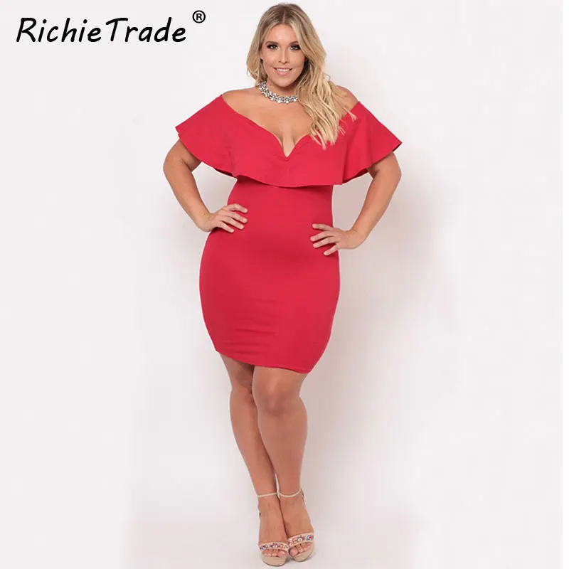 Сексуальное мини платье RICHIETRADE облегающее большого размера с вырезом лодочкой и