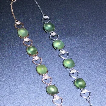 

KJJEAXCMY fine jewelry S925 Pure silver inlay natural grape stone heart character female style bracelet inlay jewelry
