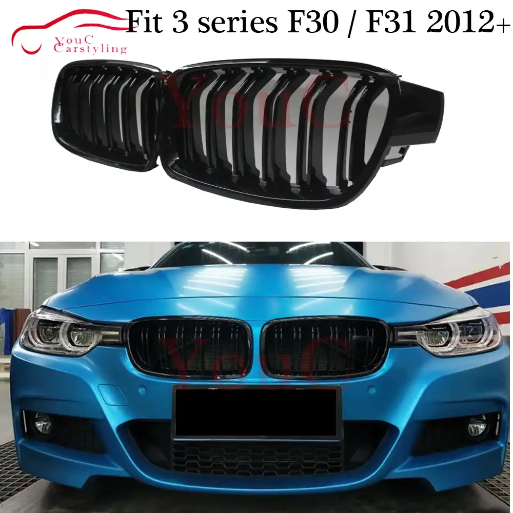 F30 Dual Slat Kidney Grille Gloss Black Front Bumper Grills For Bmw 3 Series F30 F31 12 18 3i 328i 330i 335i Racing Grills Aliexpress