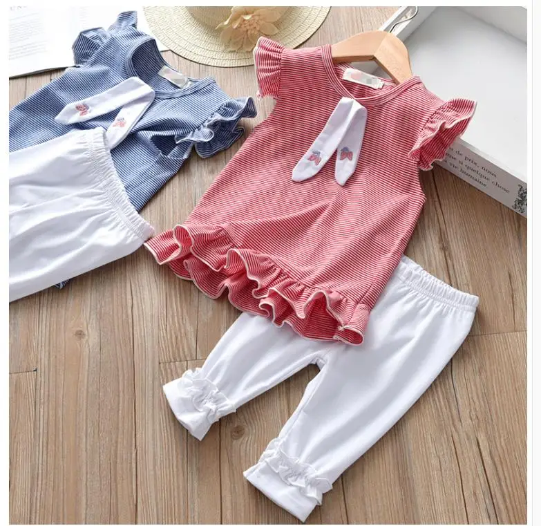 

Baby girl striped top + white cropped pantsuit