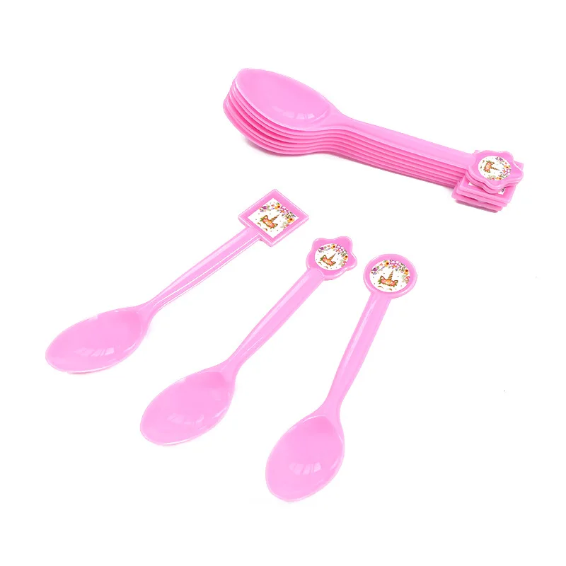 

10 pcs Cartoon Disposable Tableware Set Unicorn pink Plastic Knife Fork Spoons Kid Boy Birthday Party supplies party decoration