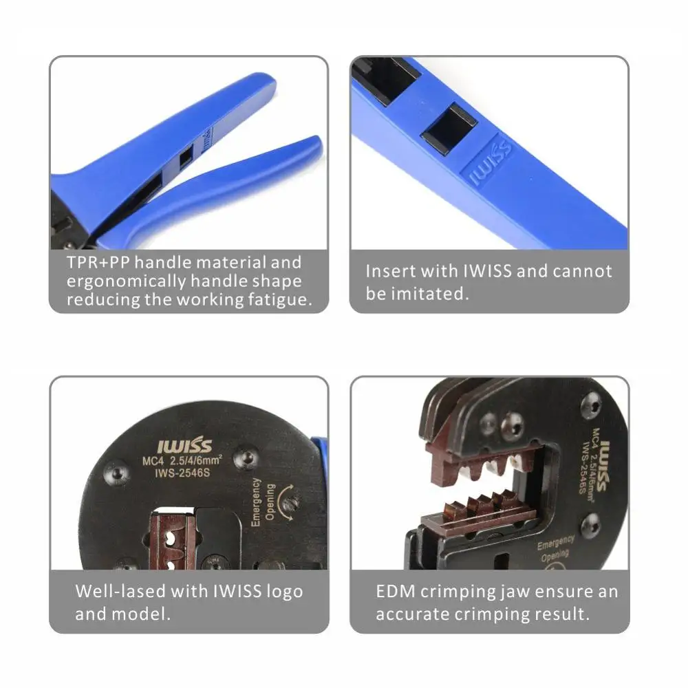 Solar Crimping Tools for AWG 14-10(2.5/4/6.0mm²) Solar Panel PV Cables Hand Crimper Plier connector tool 6