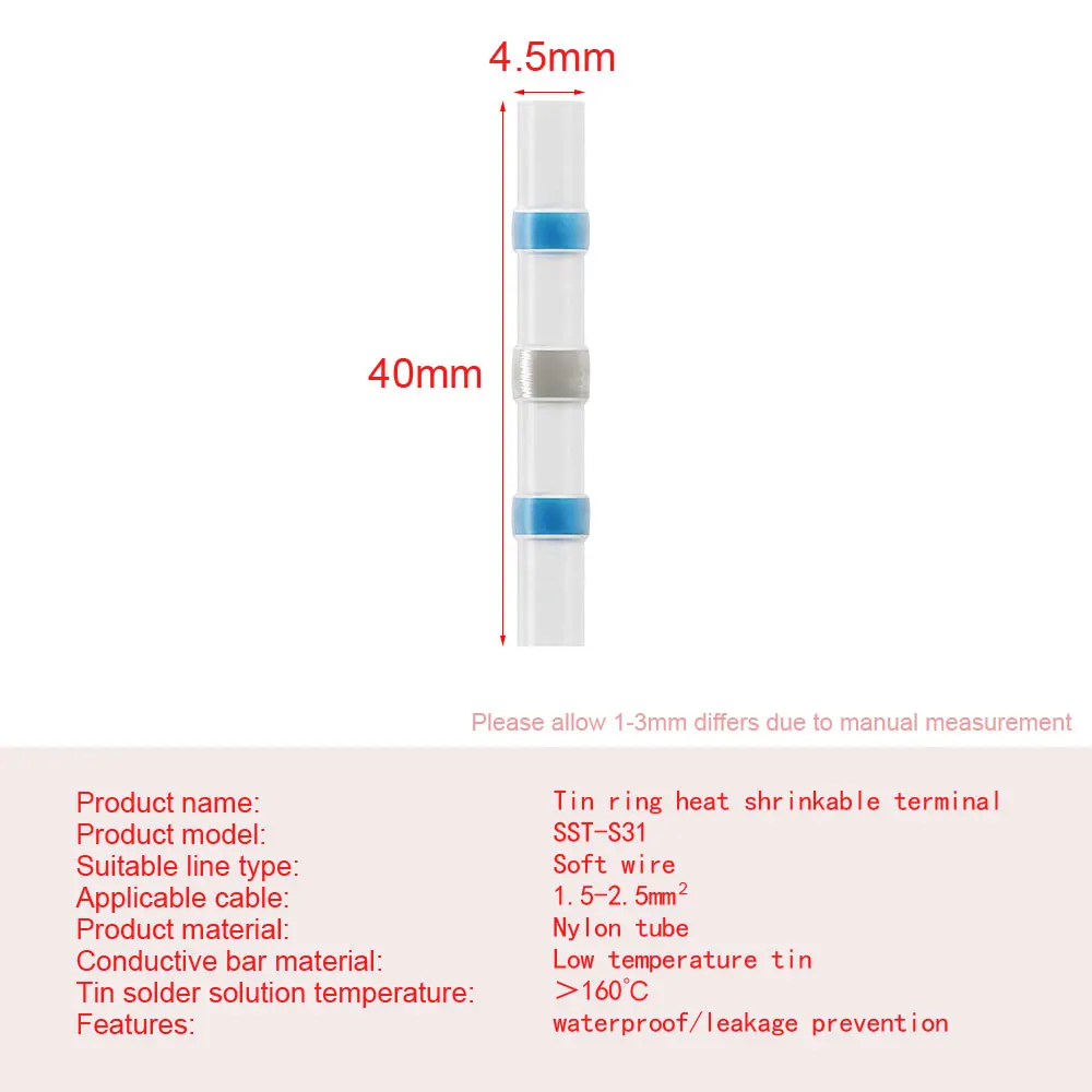 Припой уплотнение провода разъем припой уплотнение термоусадочные стыковые Соединители Клеммы электрические водонепроницаемые изолированные 50/100/120 шт