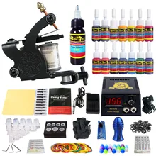 

Complete Tattoo Kit 1 Pro Rotary Machine Guns Sets14 Inks Power Supply Needle Grips TK102