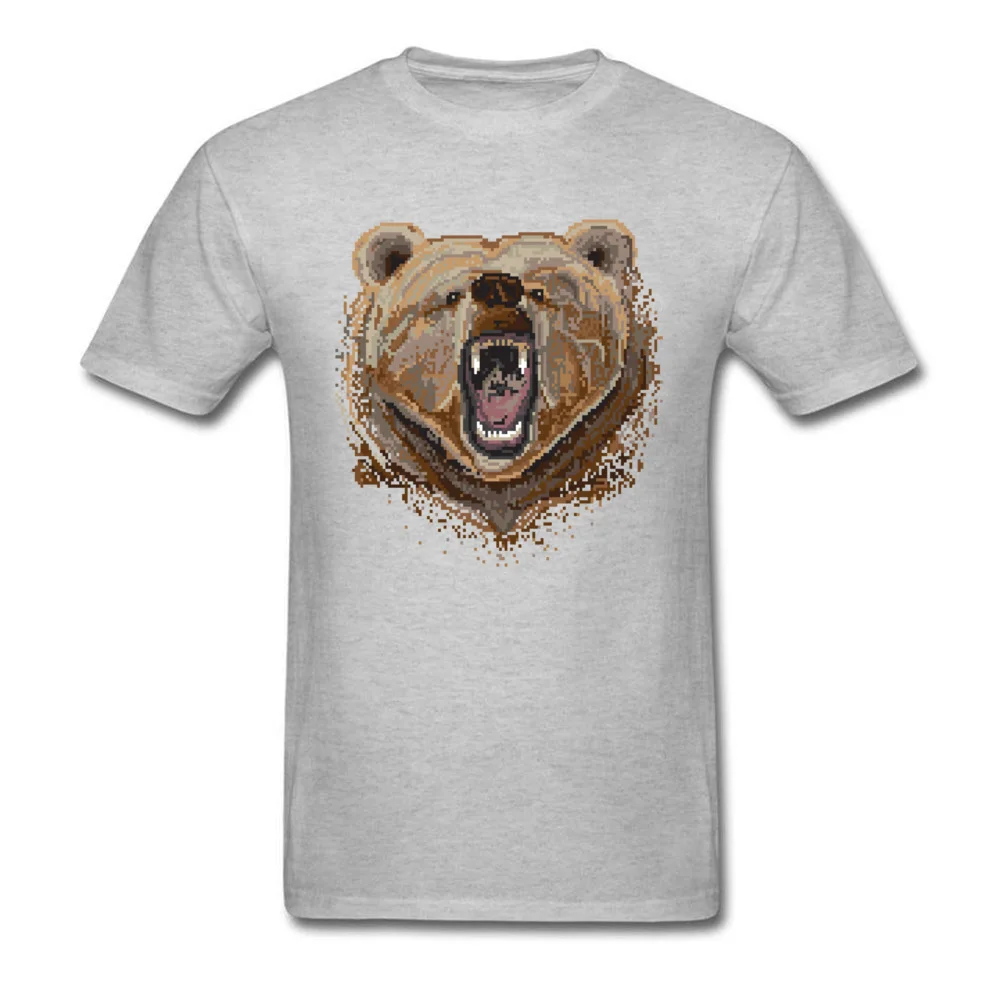 Pixel Bear Round Neck T-shirts Summer/Autumn Tops Tees Short Sleeve Wholesale 100% Cotton Unique T-shirts Casual Men Pixel Bear grey