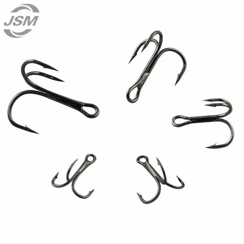 Тройные рыболовные крючки JSM из высокоуглеродистой стали 150 шт. черная жесткая