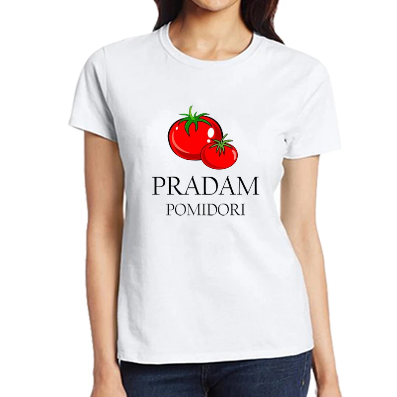 

2019 Funny Tomatoes Shirt Tumblr Graphic Russian T-Shirt Female Summer Tees Pradam Pomidori T-shirt Women Plus Size