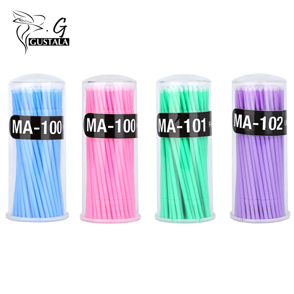 

Gustala 100Pcs/Pack New Lint Disposable Makeup Brushes Individual Lash Removing Tools Swab Micro Brushes Eyelash Extension Tools