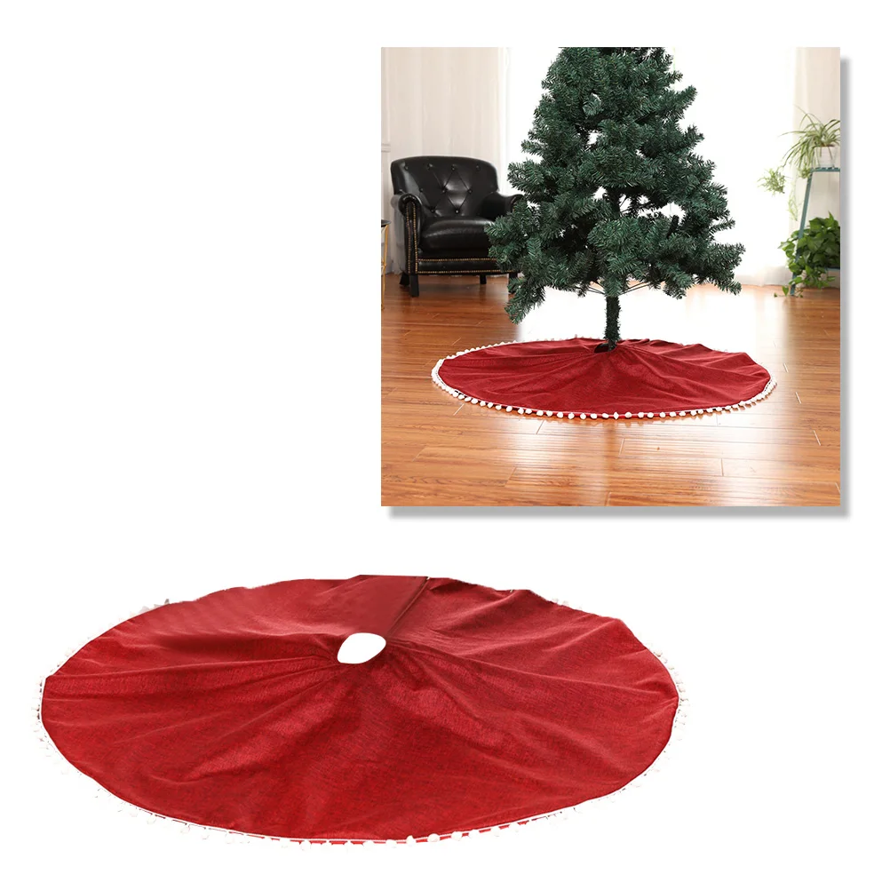 127CM Christmas Tree Skirt Felt Print Xmas Tree Base Decoration Apron