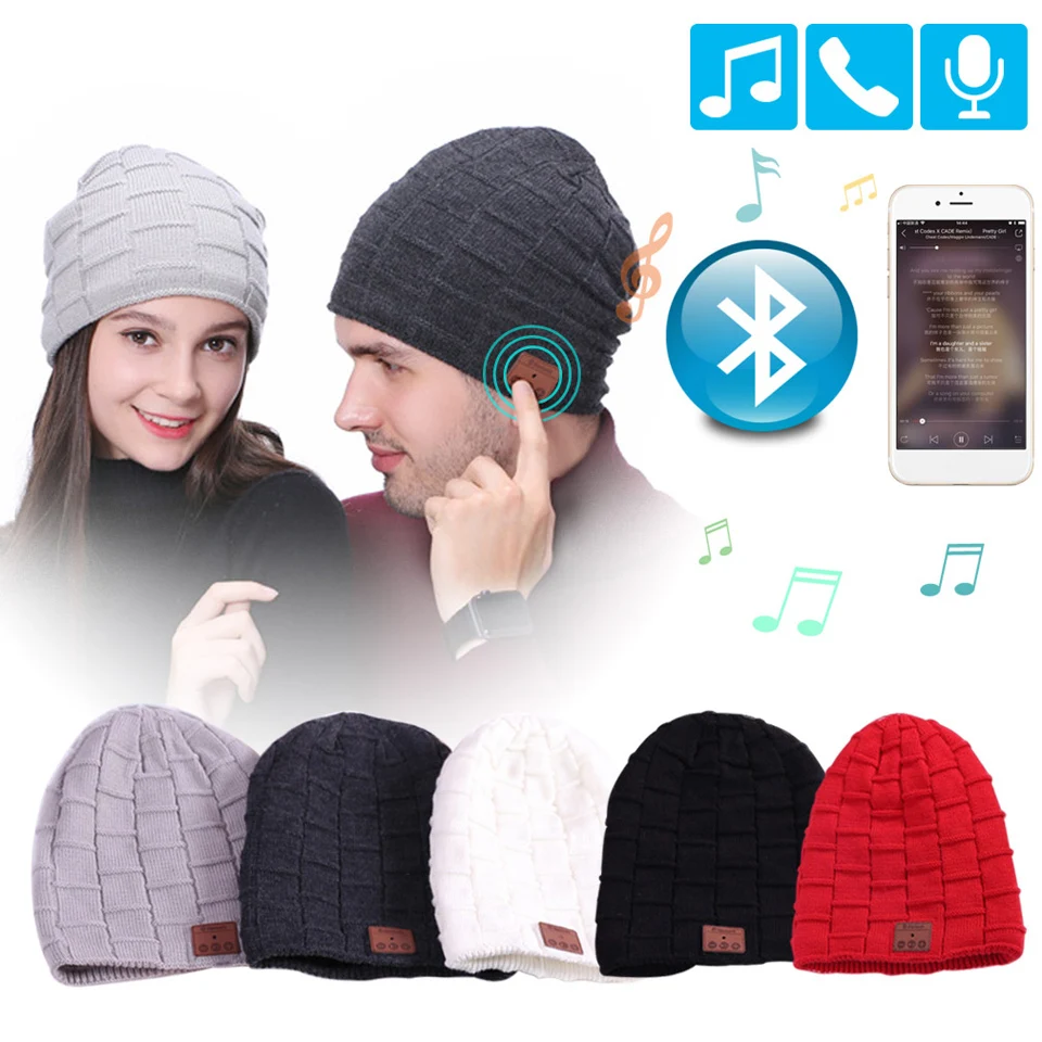 Беспроводные наушники Bluetooth шапка зимняя вязаные Спортивная гарнитура с