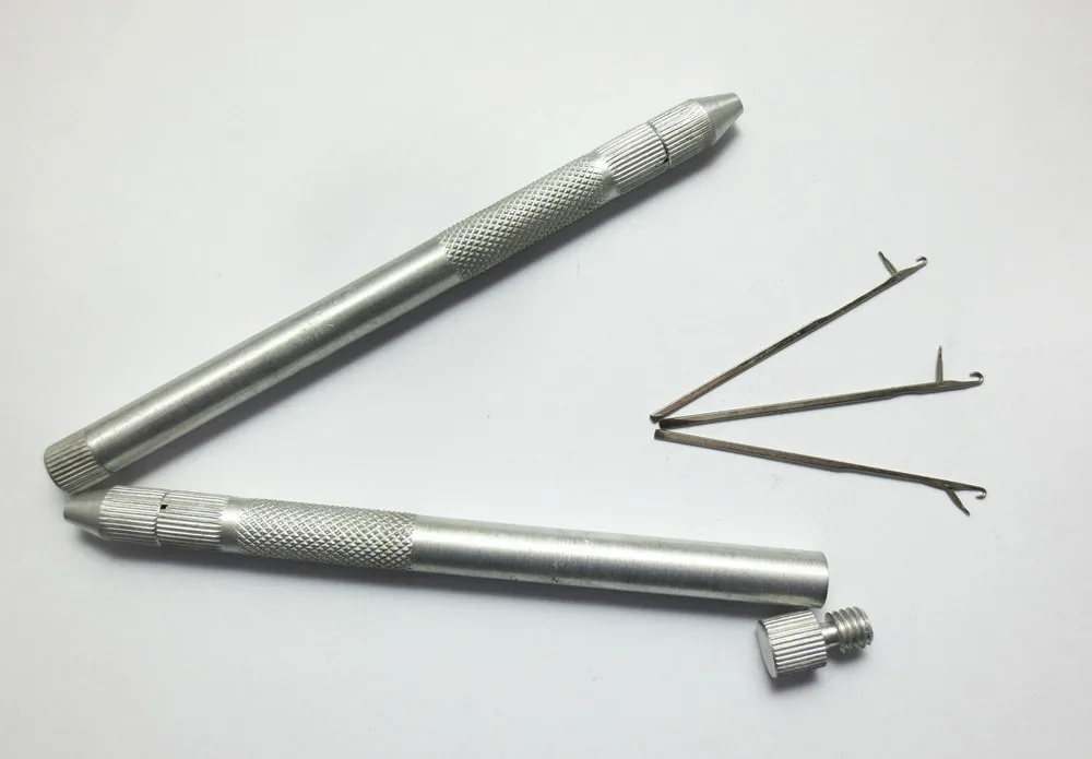 TOP QUALITY 1 Pcs Aluminum Handle 3 Heads Pulling Needle /Micro Rings